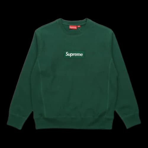 Supreme FW18 Box Logo Crewneck Dark Green Classic Round Neck Pullover Unisex