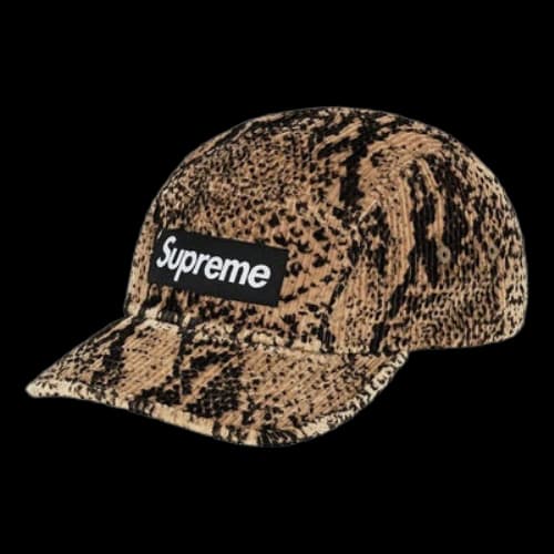 Supreme Snakeskin Corduroy Camp Cap 'Gold Black White'