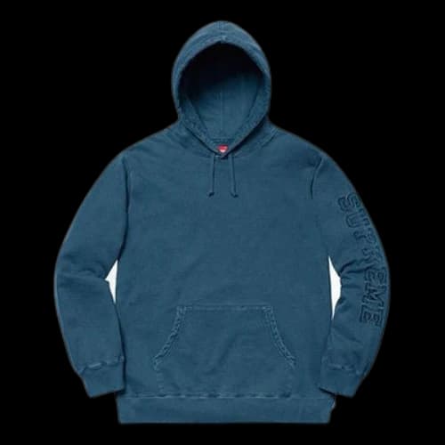 Supreme SS19 Overdyed Hooded Sweatshirt Distress Blue