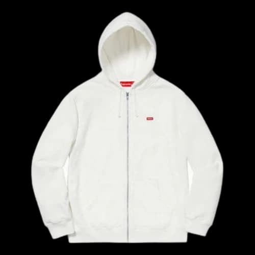 Supreme SS19 Small Box Zip Up Sweatshirt Chest Small Label Zipper Unisex White