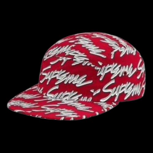 Supreme Signature Script Logo Camp Cap 'Red White'