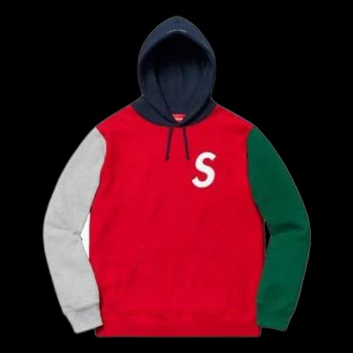 Supreme SS19 S Colorblocked Hooded Sweatshirt Red S