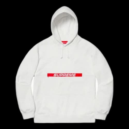 Supreme SS19 Zip Pouch Hooded Sweatshirt White Logo
