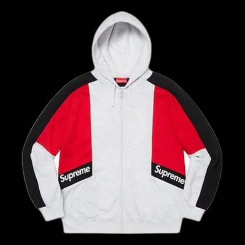Supreme SS20 Week 3 Color Blocked Zip Up Hooded Sweatshirt