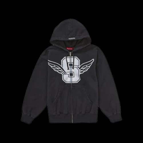 Supreme Wings Zip Up Hooded Sweatshirt Black