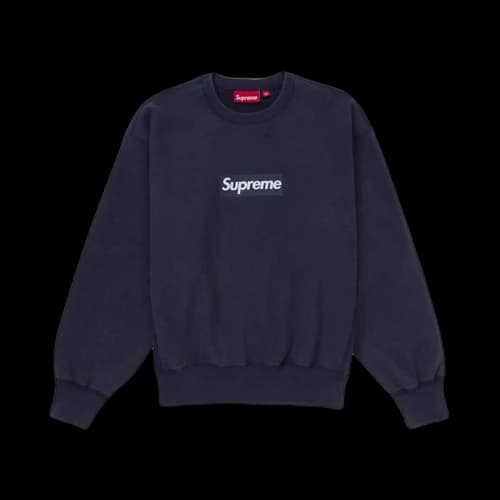 Supreme Washed Box Logo Crewneck Navy