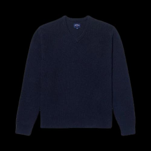 Noah V-Neck Shaker Stitch Sweater 'Navy'