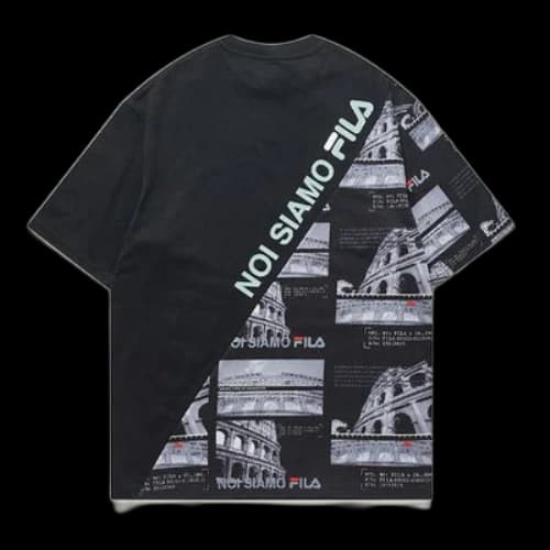 FILA FUSION Large Subject Printing Short Sleeve Black