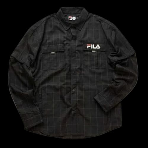 FILA FUSION Breathable Plaid Long Sleeves Shirt Black