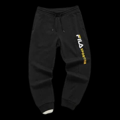 FILA FUSION Athleisure Casual Sports Knit Bundle Feet Long Pants Black