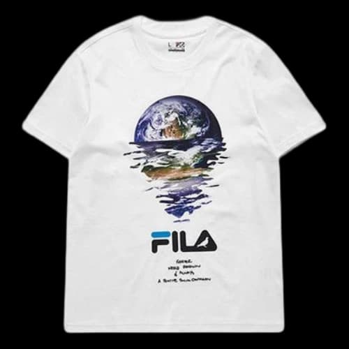 Fila FUSION x staple Crossover Earth Printing Round Neck Short Sleeve Couple Style White