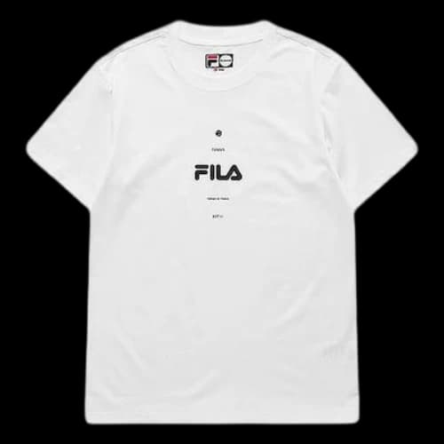 FILA FUSION Logo Printing Round Neck Short Sleeve White T-Shirt