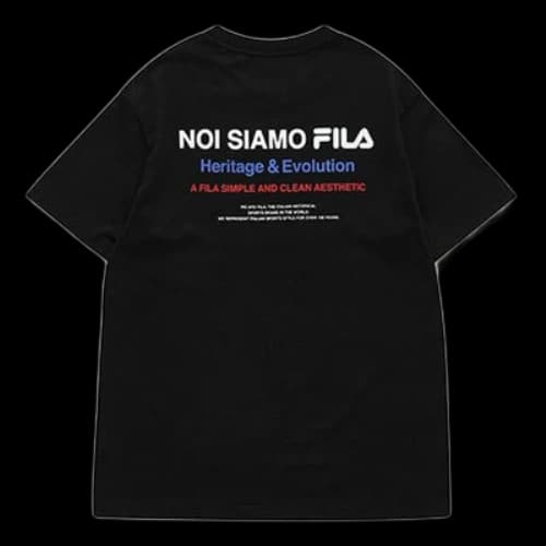 FILA FUSION Alphabet logo Printing Sports Round Neck Short Sleeve Dark Black T-Shirt