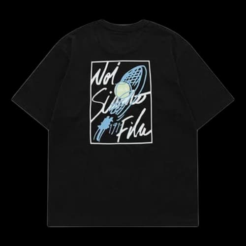 FILA FUSION Alphabet Printing Loose Round Neck Knit Short Sleeve Black