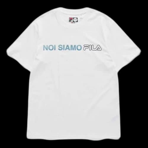 FILA FUSION Alphabet Logo Printing Sports Knit Short Sleeve White