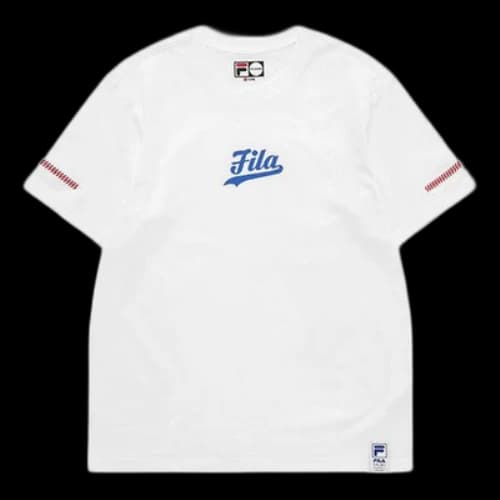 FILA FUSION Logo Printing Knit Round Neck Short Sleeve White
