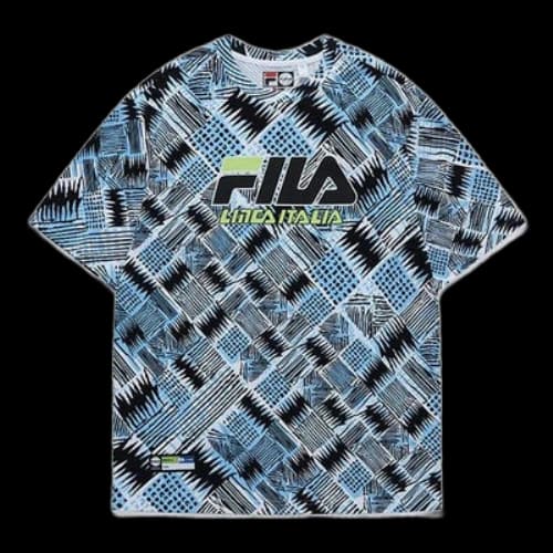 FILA FUSION Full Print Pattern Loose Knit Short Sleeve