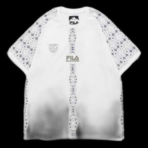 FILA FUSION x WM White Crossover Pattern Printing Loose Short Sleeve White T-Shirt