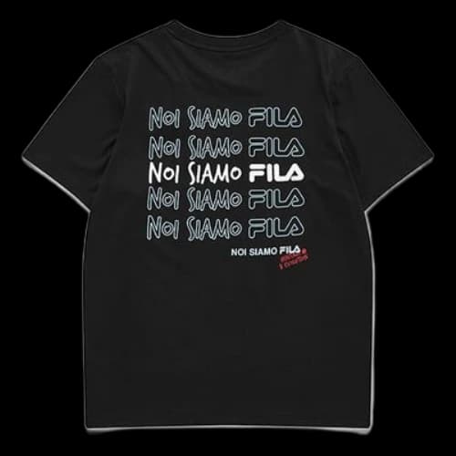 FILA FUSION Logo Alphabet Printing Knit Short Sleeve Black
