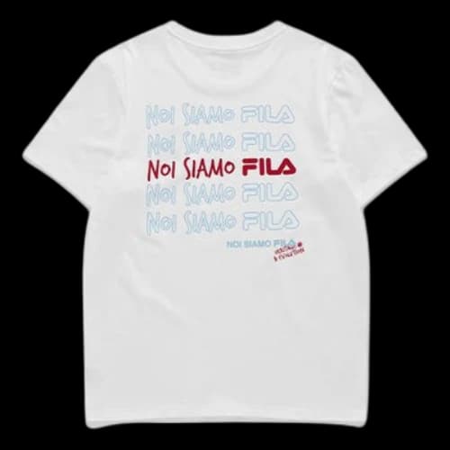 FILA FUSION Logo Alphabet Printing Knit Short Sleeve White