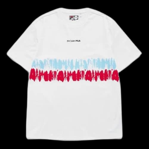 FILA FUSION Tennis Sports Contrasting Colors Tie Dye Printing Loose Short Sleeve Blue Red