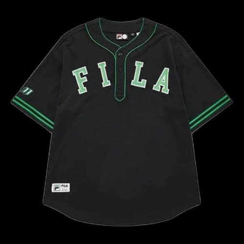 FILA FUSION Contrasting Colors Logo Loose Sports Short Sleeve Black