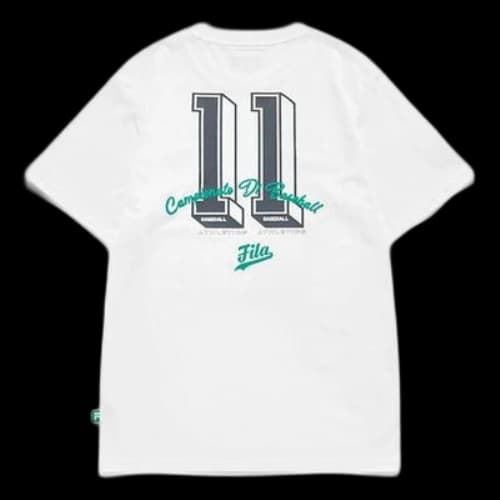 FILA FUSION Baseball Sports Printing Round Neck Short Sleeve White T-Shirt