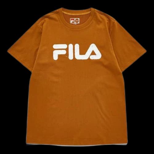 FILA FUSION Rock Logo Printing Sports Short Sleeve Brown T-Shirt