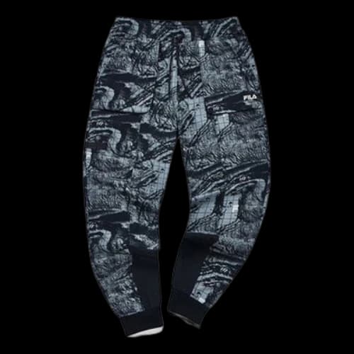 FILA FUSION All-Over Printed Knitted Jogger Pants 'Black Teal'