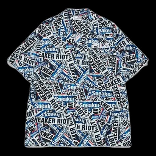 FILA FUSION x staple Crossover Alphabet Pattern Full Print Loose Sports Short Sleeve Shirt Webbing Printing