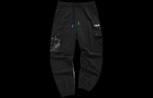 FILA FUSION Fun Pocket Patchwork Woven Utility Casual Pants 'Black'