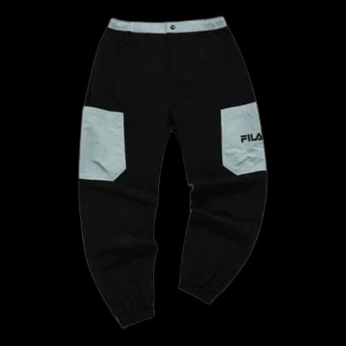 FILA FUSION Colorblock Pocket Casual Sports Pants 'Black Teal'