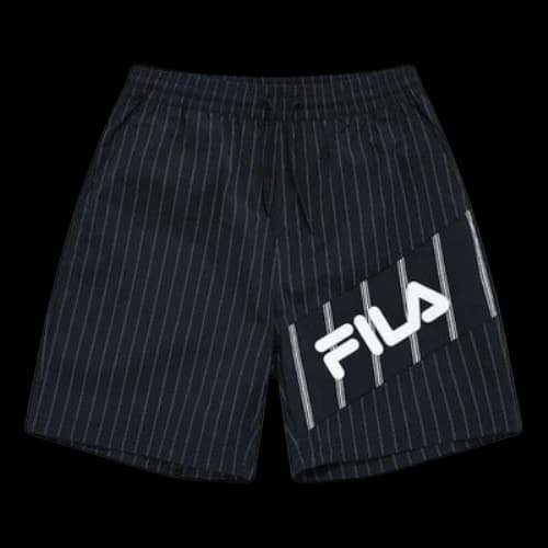FILA FUSION Striped Patch Logo Loose Fit Woven Shorts 'Black White'