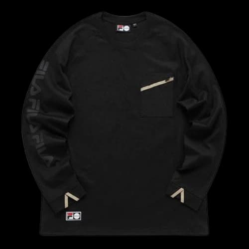 Fila Logo Print Sport Loose Knit Long Sleeve Top 'Black'