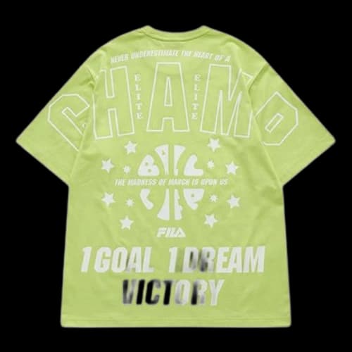 FILA FUSION Back Alphabet Printing Basketball Short Sleeve Couple Style Green
