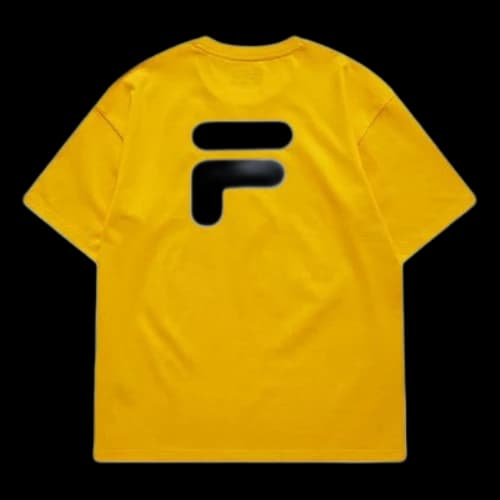 FILA FUSION Logo Printing Solid Color Loose Sports Short Sleeve Unisex Yellow