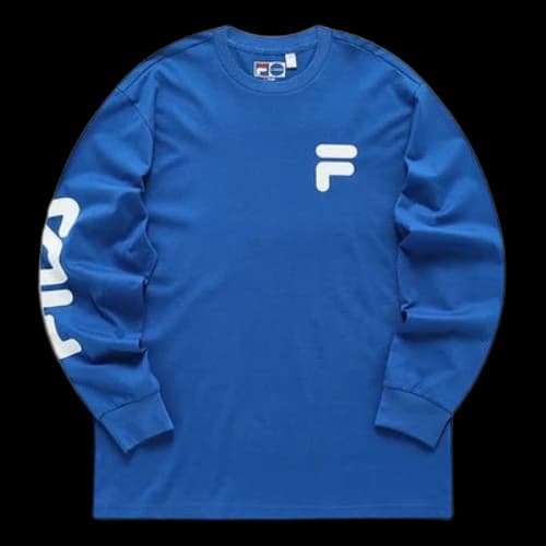 FILA FUSION Logo Printing Knit Loose Sports Round Neck Long Sleeves Couple Style Blue