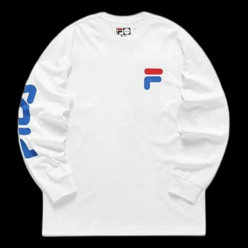 FILA FUSION Logo Printing Knit Loose Sports Round Neck Long Sleeves Couple Style White