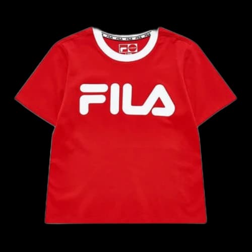 FILA FUSION Contrasting Colors Logo Printing Sports Short Sleeve Legend Red T-Shirt