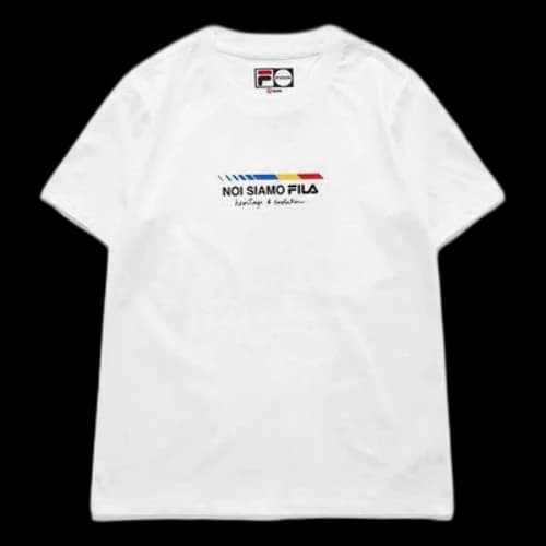 FILA FUSION Alphabet Printing Knit Sports Short Sleeve White