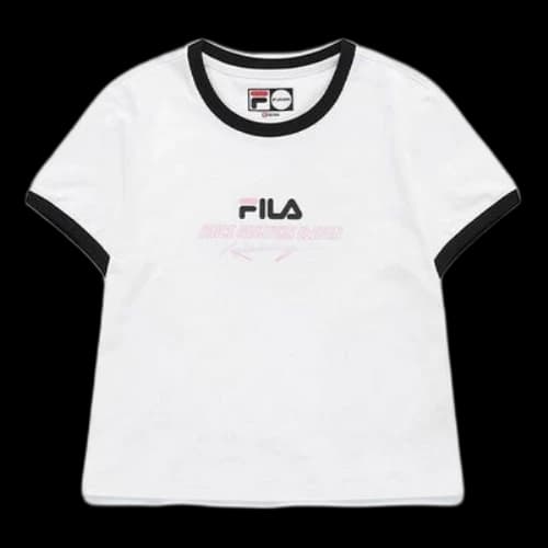 FILA FUSION Logo Alphabet Printing Round Neck Short Sleeve White
