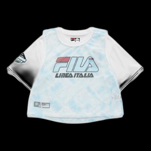 FILA FUSION Logo Printing Design Double Layer Sports Loose Short Sleeve White