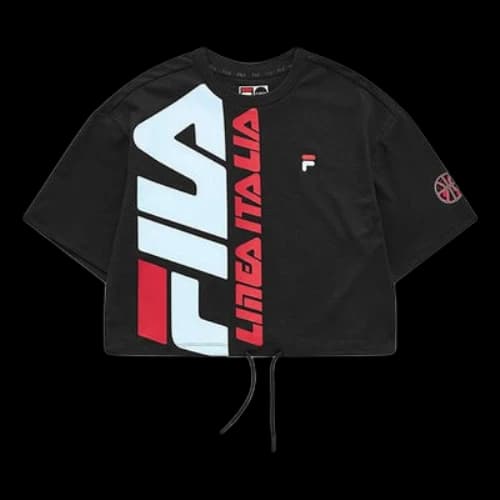 FILA FUSION Logo Printing Sports Round Neck Short Sleeve Black