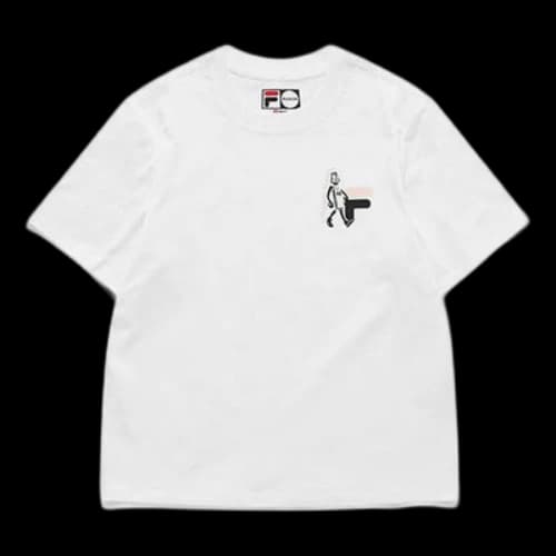 FILA FUSION Funny Printing Loose Sports Knit Short Sleeve White
