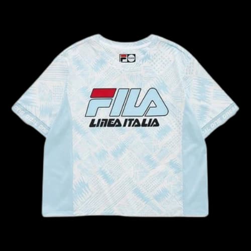 FILA FUSION Logo Printing Loose Knit Sports Short Sleeve White