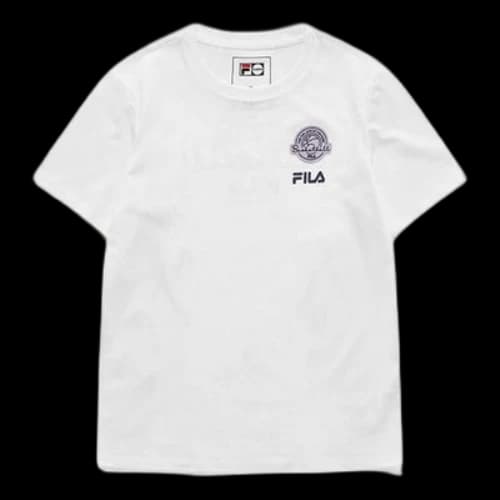 FILA FUSION Pattern Round Neck Sports Short Sleeve White