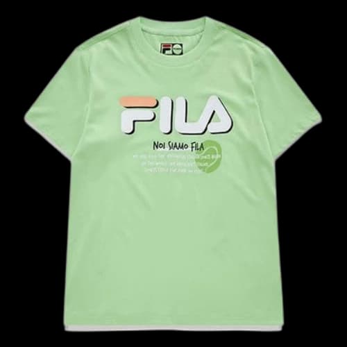FILA FUSION Logo Printing Sports Knit Short Sleeve Green
