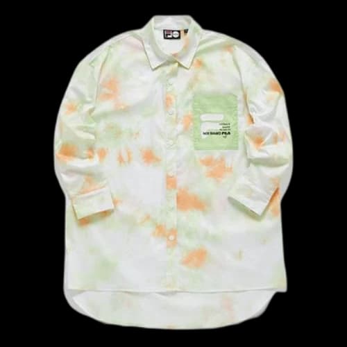 FILA FUSION Tie Dye Printing Loose Casual Long Sleeves Shirt White