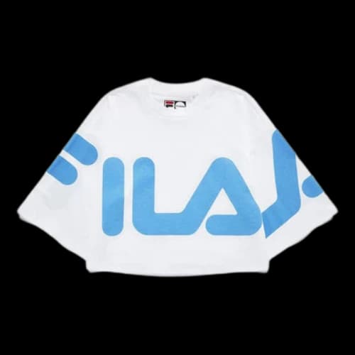 FILA FUSION Large Logo Printing Loose Sports Short Sleeve White