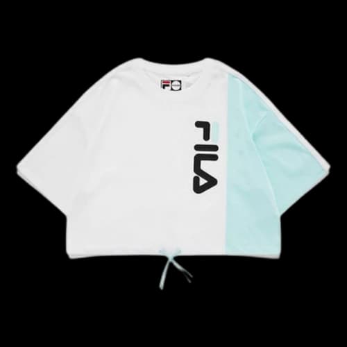FILA FUSION Loose Sports Contrasting Colors Lacing Short Sleeve White